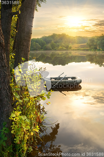 Image of Inflatable boat on river