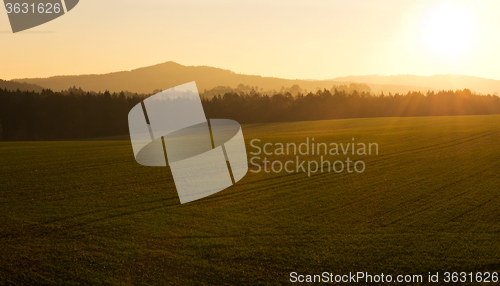 Image of Autumn morning landscape. Sunrise