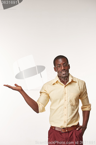 Image of portrait of handsome young black african smiling man