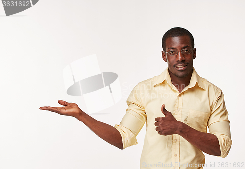 Image of portrait of handsome young black african smiling man