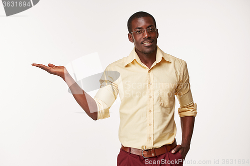 Image of portrait of handsome young black african smiling man