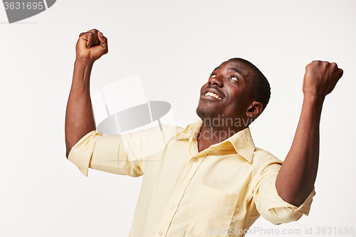 Image of portrait of handsome young black african smiling man