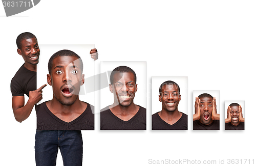 Image of The collage of different emotions from an attractive African-American man