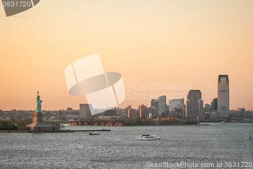 Image of Jersey City coast at sunset