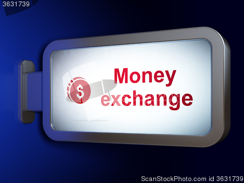 Image of Currency concept: Money Exchange and Dollar Coin on billboard background