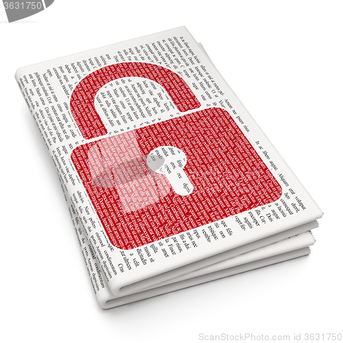 Image of Information concept: Closed Padlock on Newspaper background