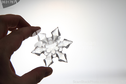 Image of snoflake in the human hand