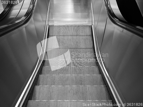 Image of Black and white Escalator stair