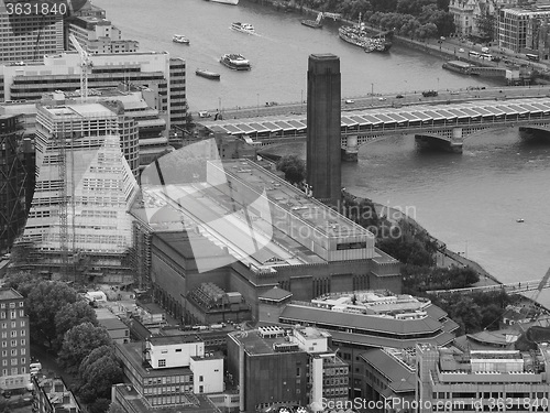 Image of Black and white Aerial view of London
