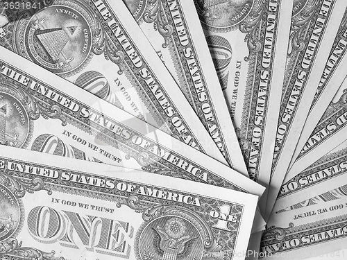 Image of Black and white Dollar notes 1 Dollar