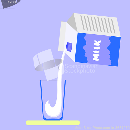 Image of Cup of Milk on Blue Background