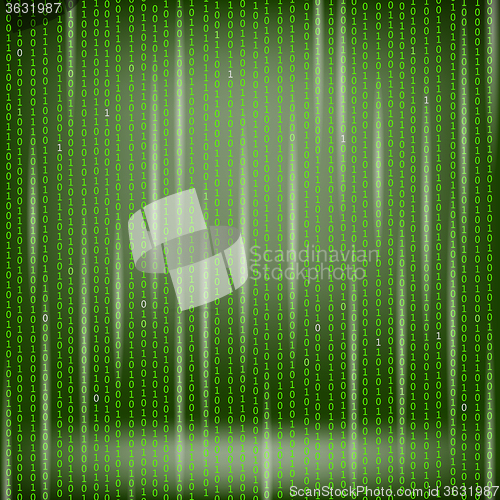 Image of Binary Code Green Background