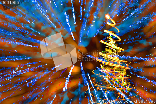 Image of christmas tree from the lights