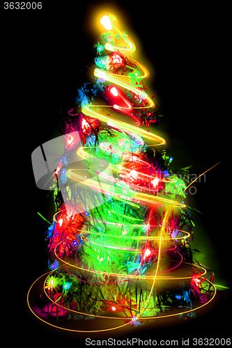 Image of christmas tree from the lights