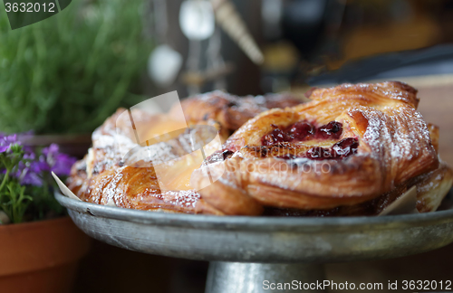 Image of Delicious fruit pastries dusted with icing sugar