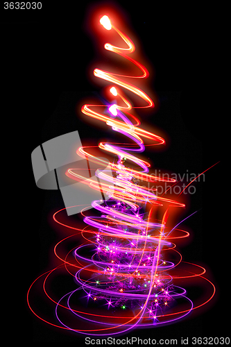 Image of christmas tree from the lights