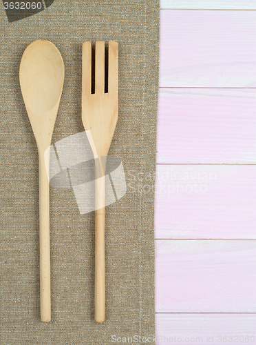 Image of Kitchenware on beige towel