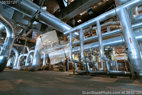 Image of Industrial zone, Steel pipelines and valves