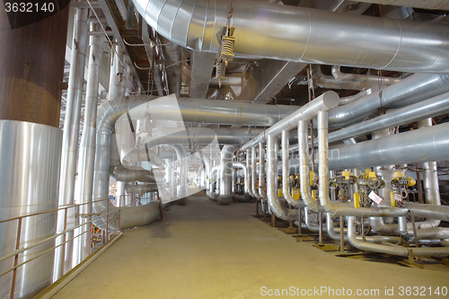 Image of Industrial zone, Steel pipelines, valves and cables