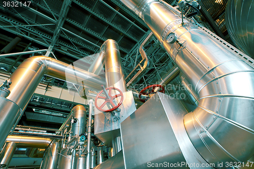 Image of Industrial zone, Steel pipelines, valves and pumps