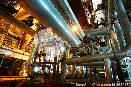 Image of Industrial zone, Steel pipelines, valves and pumps