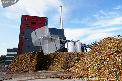 Image of bio power plant against blue sky