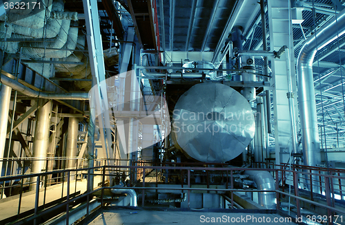 Image of Industrial zone, Steel pipelines and valves