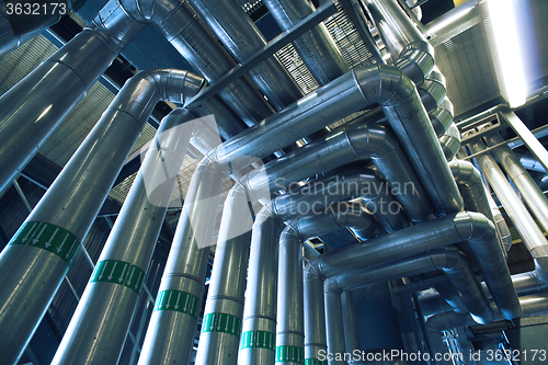 Image of Industrial zone, Steel pipelines, valves and pumps