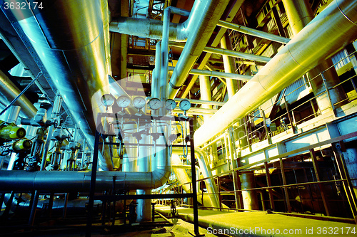 Image of Industrial zone, Steel pipelines, valves and cables