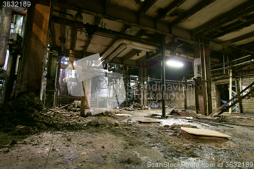 Image of Old creepy, dark, decaying, destructive, dirty factory