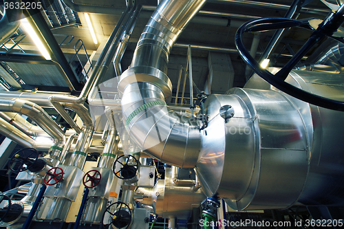 Image of Industrial zone, Steel pipelines and valves