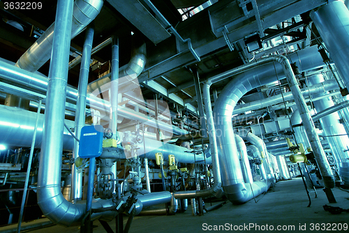 Image of Industrial zone, Steel pipelines, valves and pumps