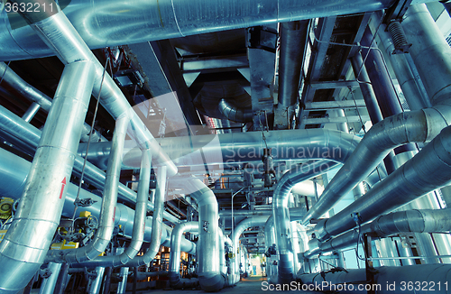 Image of Industrial zone, Steel pipelines, valves and pumps