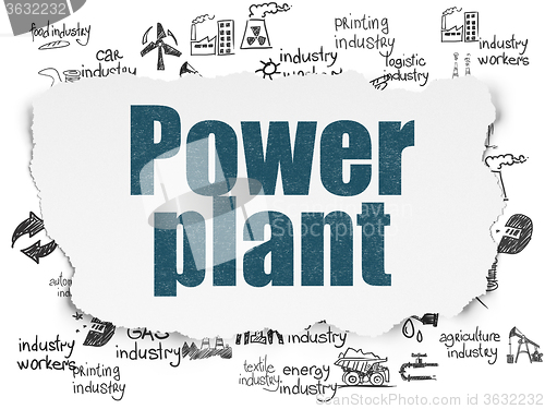 Image of Manufacuring concept: Power Plant on Torn Paper background