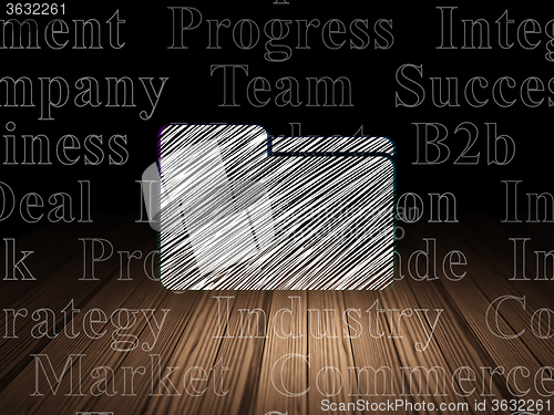 Image of Business concept: Folder in grunge dark room