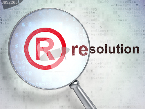 Image of Law concept: Registered and Resolution with optical glass