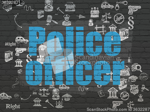 Image of Law concept: Police Officer on wall background