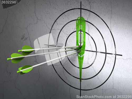 Image of Health concept: arrows in Thermometer target on wall background