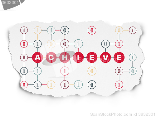 Image of Finance concept: Achieve on Torn Paper background