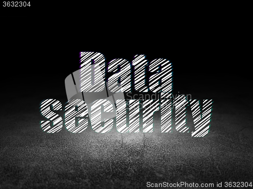Image of Privacy concept: Data Security in grunge dark room