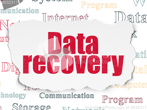 Image of Data concept: Data Recovery on Torn Paper background
