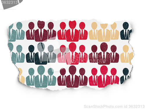 Image of Marketing concept: Business People icons on Torn Paper background