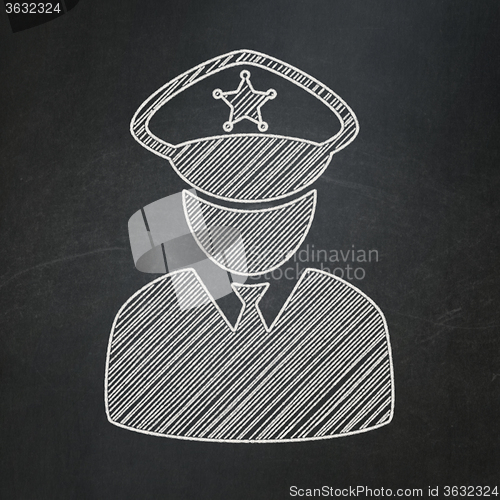 Image of Safety concept: Police on chalkboard background