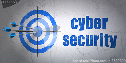 Image of Security concept: target and Cyber Security on wall background