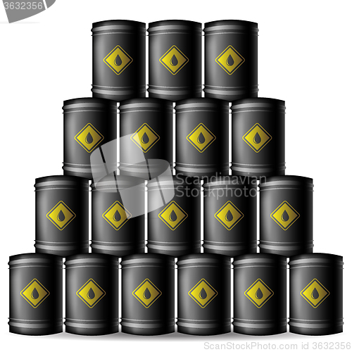 Image of Set of Black Metal Oil Barrels