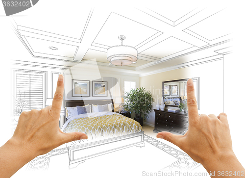 Image of Hands Framing Custom Bedroom Drawing Photograph Combination