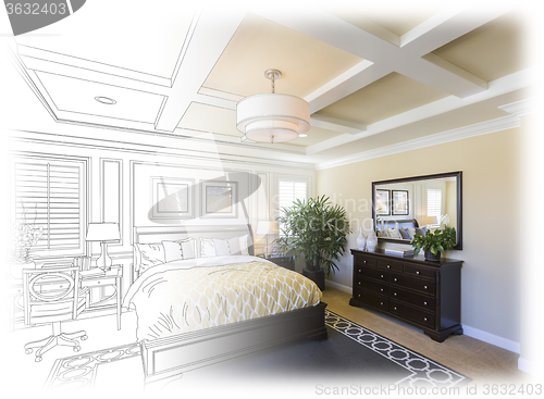 Image of Custom Bedroom Drawing Gradation Into Photograph.