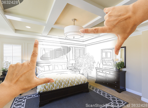 Image of Hands Framing Custom Bedroom Drawing Photograph Combination