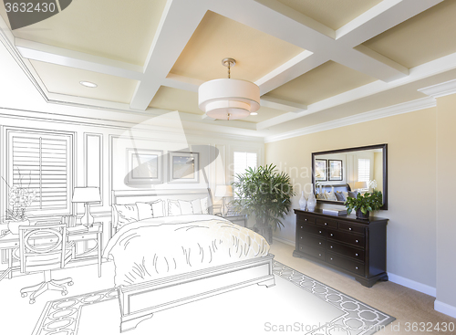 Image of Custom Bedroom Drawing Gradation Into Photograph.