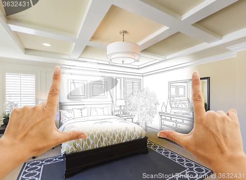 Image of Hands Framing Custom Bedroom Drawing Photograph Combination